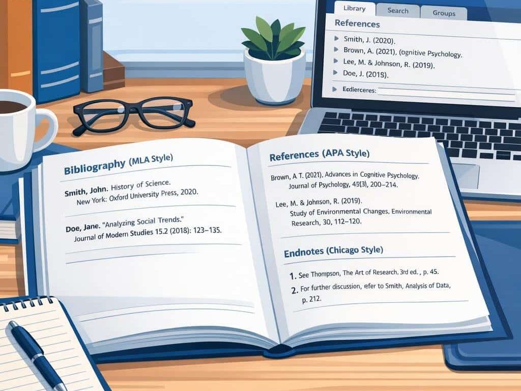 Example of a formatted reference list or bibliography page for a research paper.